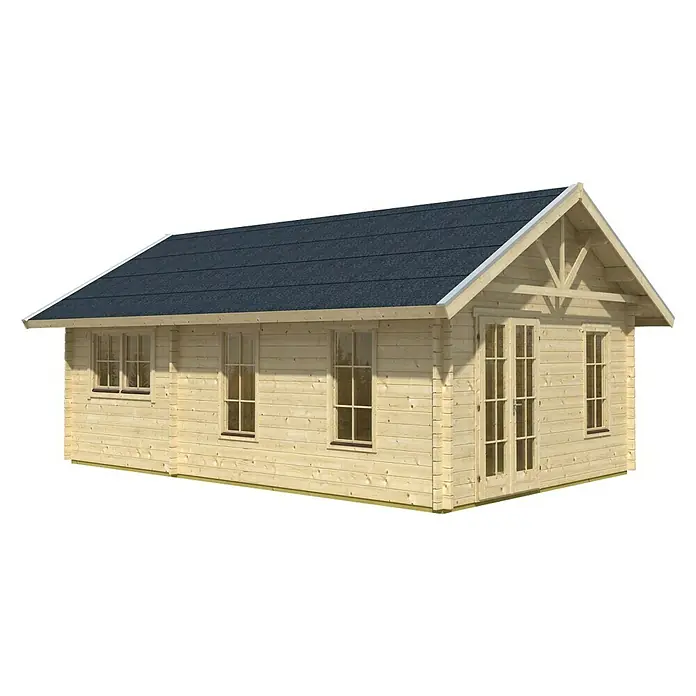 Skan Holz Gartenhaus Bern 4 - B x T: 500 x 740 cm, Holz, 27,72 m², Wandstärke: 45 mm, 19 mm Dachschalung mit Konter- & Dachlattung - Diagonale Ansicht
