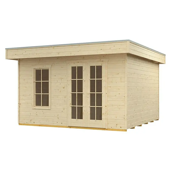 Skan Holz Gartenhaus Breda 2 - B x T: 420 x 440 cm, Holz, 14,44 m², Natur - Diagonale Ansicht