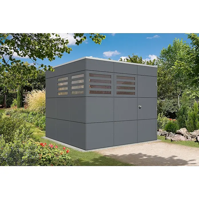 Skan Holz CrossCube Gartenhaus Brisbane 3 - B x T: 253 x 253 cm, Holz, 6,4 m², Wandstärke: 10 mm - Stimmungsaufnahme