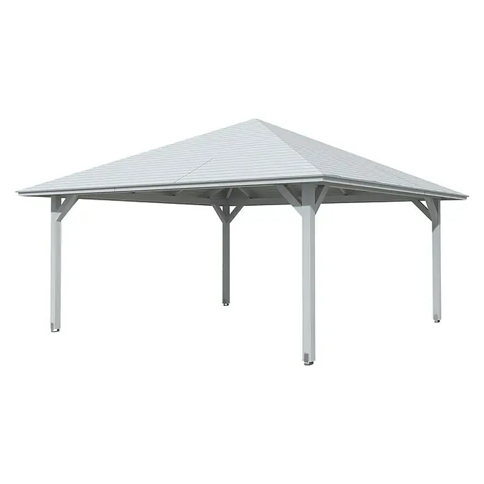 Skan Holz Pavillon Cannes 4 - L x B: 569 x 569 cm, Weiß - Diagonale Ansicht