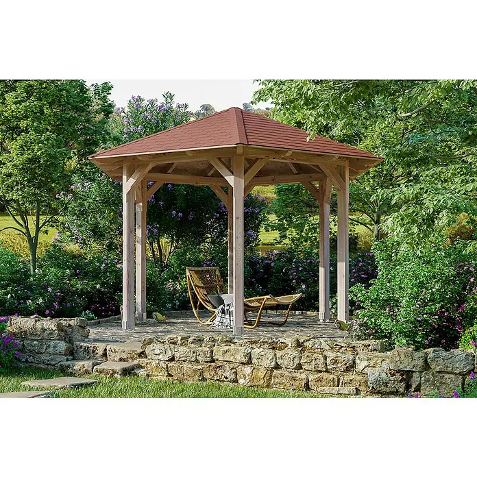 Skan Holz Pavillon Colmar 2 - L x B: 364 x 420 cm, Natur - Stimmungsaufnahme