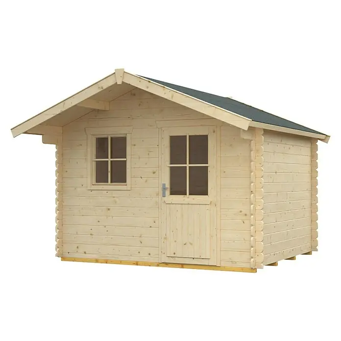 Skan Holz Gartenhaus Como 3 - B x T: 340 x 400 cm, 9 m², Wandstärke: 28 mm - Diagonale Ansicht