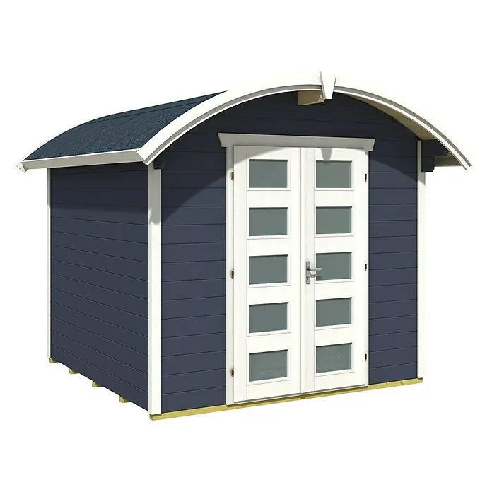 Skan Holz Gartenhaus Delft - B x T: 290 x 310 cm, Holz, 6,25 m², Wandstärke: 28 mm, Schiefergrau - Diagonale Ansicht