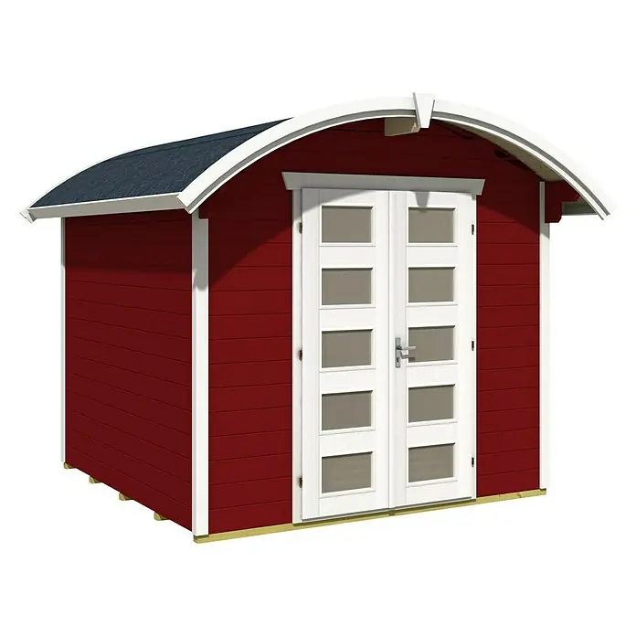 Skan Holz Gartenhaus Delft - B x T: 290 x 310 cm, Holz, 6,25 m², Wandstärke: 28 mm, Schwedenrot - Diagonale Ansicht