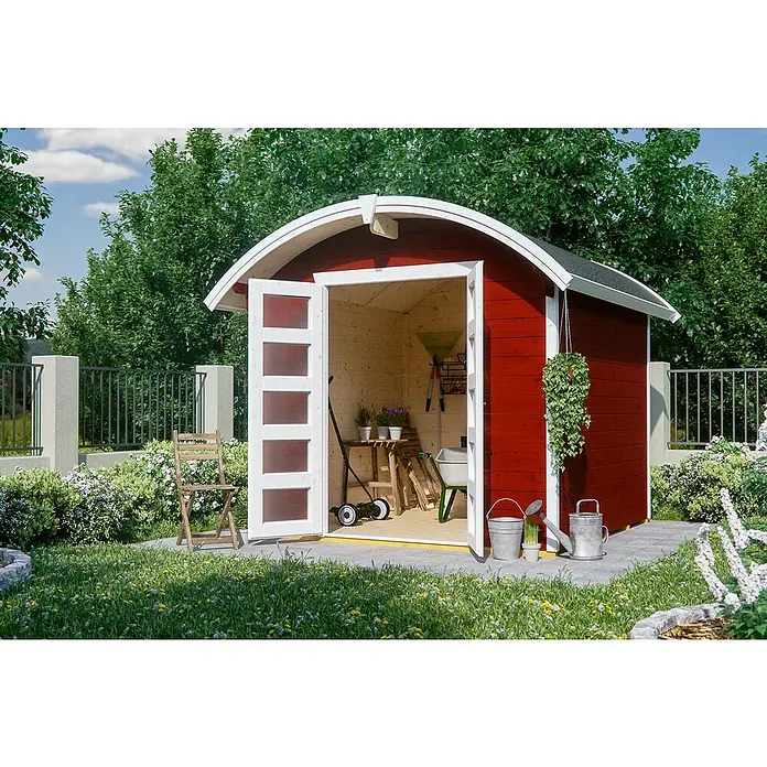 Skan Holz Gartenhaus Delft - B x T: 290 x 310 cm, Holz, 6,25 m², Wandstärke: 28 mm, Schwedenrot - Stimmungsaufnahme