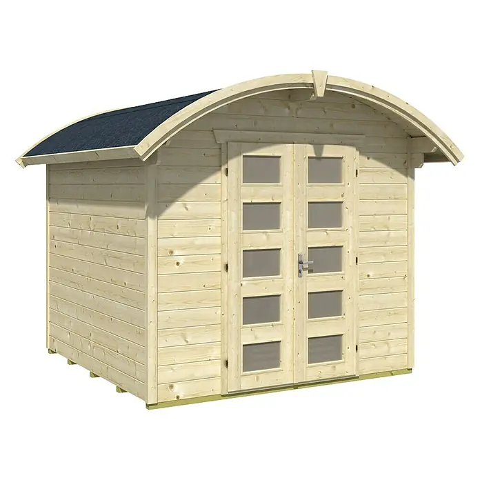 Skan Holz Gartenhaus Delft - B x T: 290 x 310 cm, Holz, 6,25 m², Wandstärke: 28 mm, Natur - Diagonale Ansicht