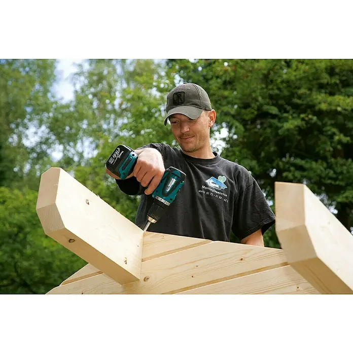 Skan Holz Gartenhaus Montreal 2 - B x T: 500 x 460 cm, Holz, 15,96 m², Wandstärke: 70 mm, 28 mm Profilschalung mit Nut & Feder - Stimmungsaufnahme