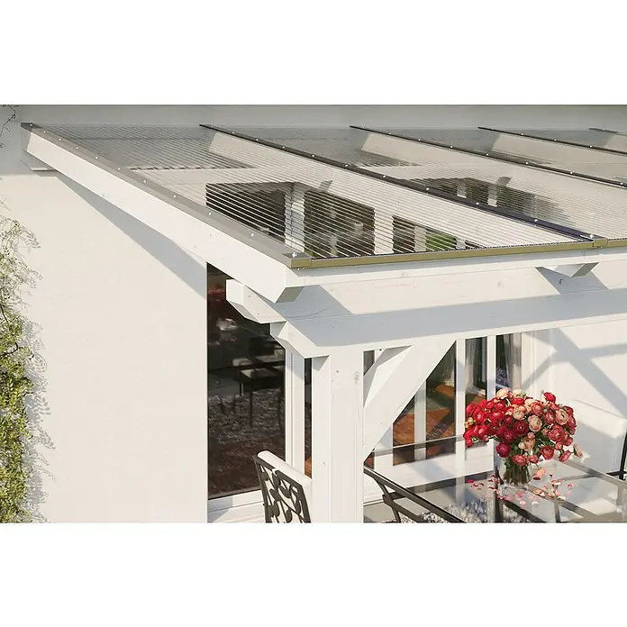 Skan Holz Terrassenüberdachung Ancona - L x T: 648 x 350 cm, Polycarbonat, Weiß - Stimmungsaufnahme