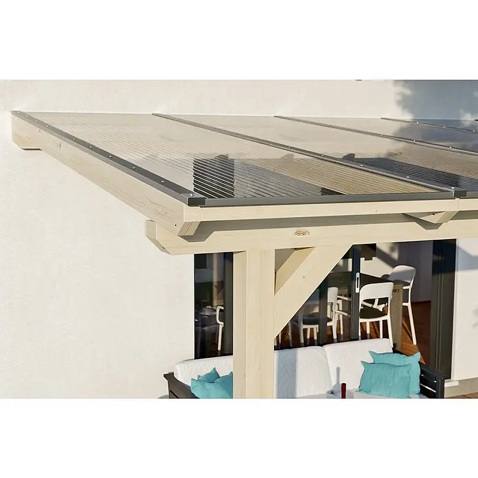 Skan Holz Terrassenüberdachung Andria - L x T: 541 x 300 cm, Polycarbonat, Natur - Stimmungsaufnahme
