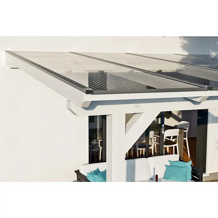 Skan Holz Terrassenüberdachung Andria - L x T: 434 x 350 cm, Polycarbonat, Weiß - Stimmungsaufnahme