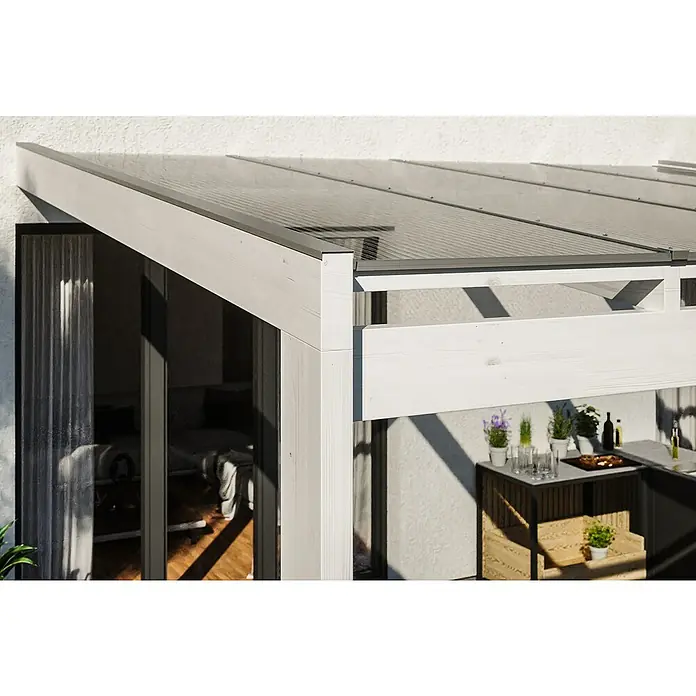 Skan Holz Terrassenüberdachung Novara - L x T: 557 x 359 cm, Polycarbonat, Weiß - Stimmungsaufnahme