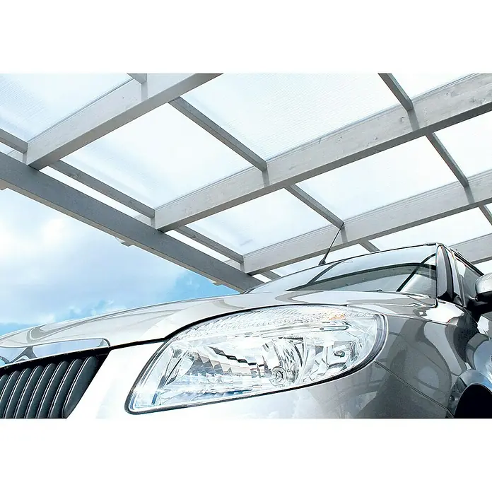 Skan Holz Carport Odenwald - L x B: 648 x 428 cm, Einfahrtshöhe: 220 cm, Eiche Hell - Stimmungsaufnahme