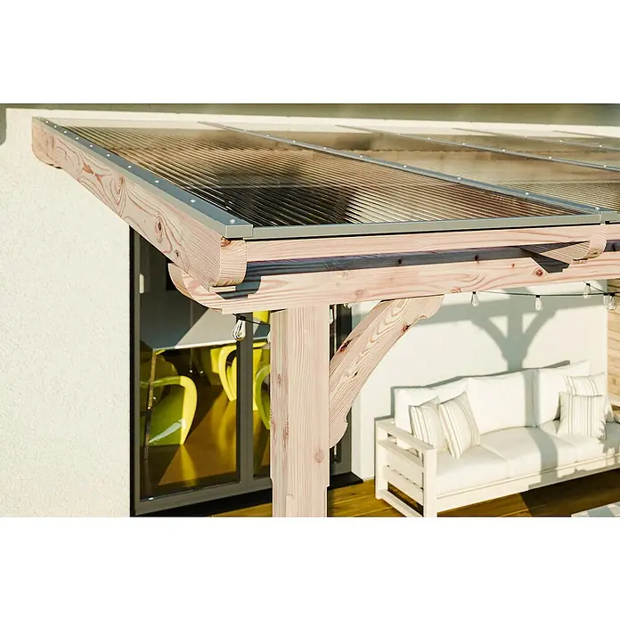Skan Holz Terrassenüberdachung Rimini - B x T: 434 x 300 cm, Natur - Stimmungsaufnahme