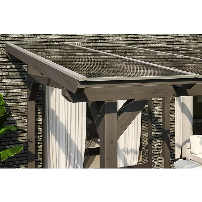 Skan Holz Terrassenüberdachung Siena - B x T: 648 x 350 cm, Fichtenholz, Schiefergrau - Stimmungsaufnahme