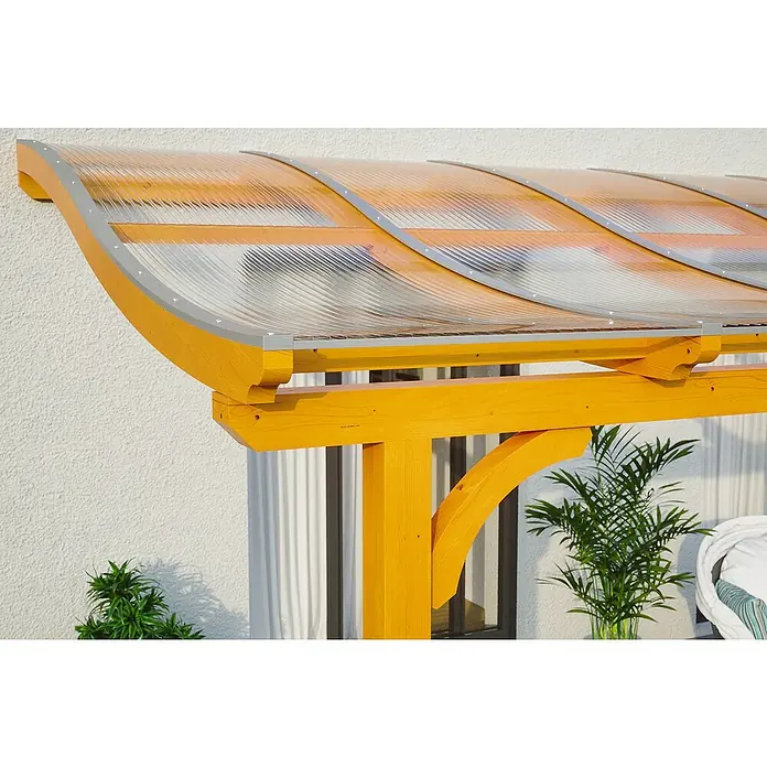 Skan Holz Terrassenüberdachung Venezia - L x T: 434 x 289 cm, Polycarbonat, Eiche Hell - Stimmungsaufnahme