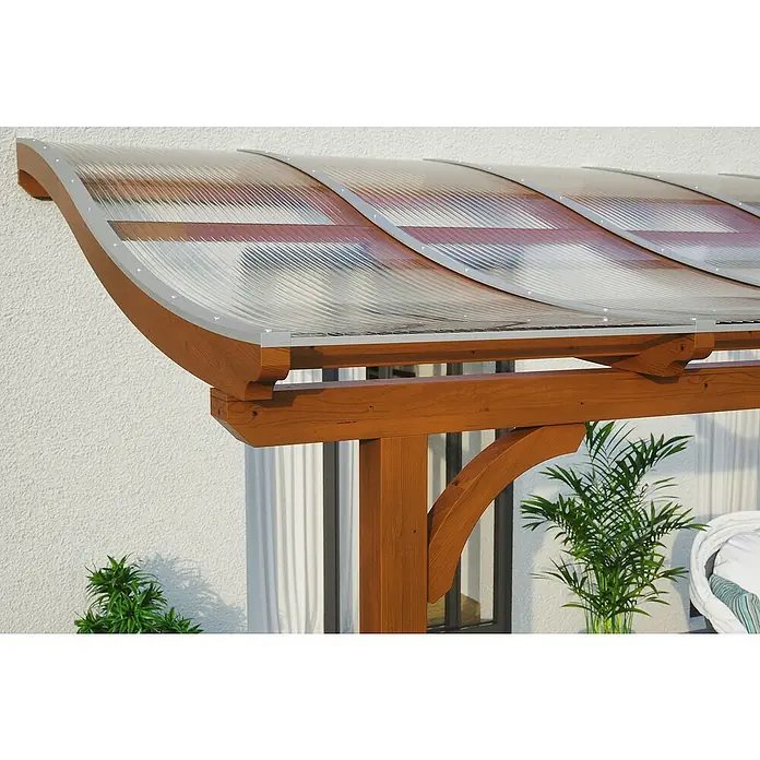 Skan Holz Terrassenüberdachung Venezia - L x T: 434 x 289 cm, Polycarbonat, Nussbaum - Stimmungsaufnahme