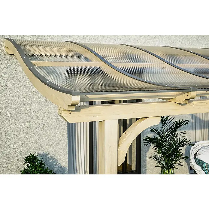 Skan Holz Terrassenüberdachung Venezia - L x T: 434 x 339 cm, Polycarbonat, Natur - Stimmungsaufnahme