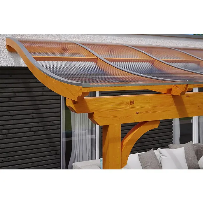 Skan Holz Terrassenüberdachung Verona - B x T: 541 x 289 cm, Fichtenholz, Eiche Hell - Stimmungsaufnahme