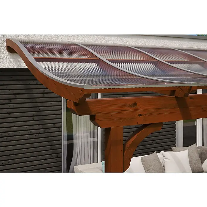 Skan Holz Terrassenüberdachung Verona - B x T: 541 x 289 cm, Fichtenholz, Nussbaum - Stimmungsaufnahme
