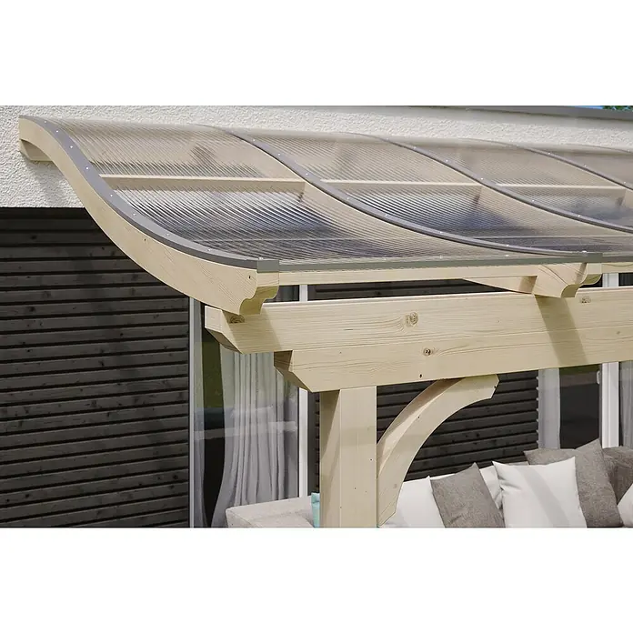 Skan Holz Terrassenüberdachung Verona - L x T: 434 x 289 cm, Fichtenholz, Natur - Stimmungsaufnahme
