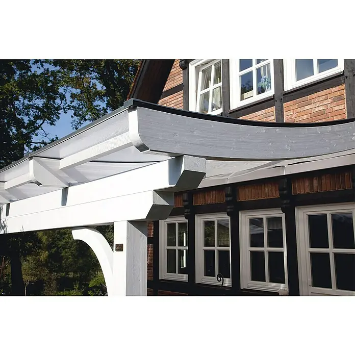 Skan Holz Terrassenüberdachung Verona - B x T: 541 x 339 cm, Fichtenholz, Weiß - Stimmungsaufnahme
