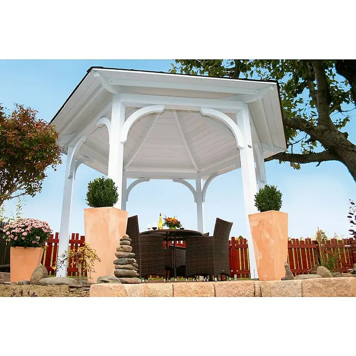 Skan Holz Pavillon Versailles - L x B: 360 x 418 cm, Nussbaum - Stimmungsaufnahme