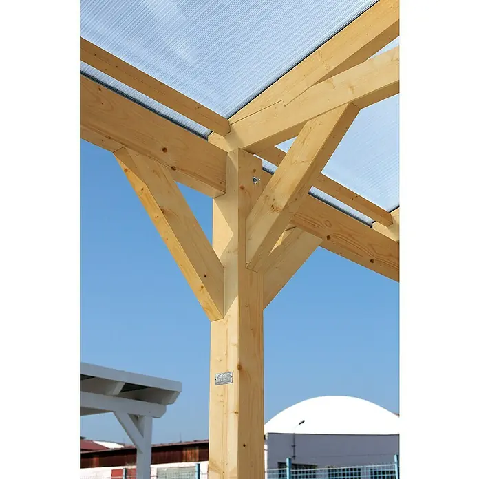 Skan Holz Carport Westerwald - L x B: 648 x 362 cm, Einfahrtshöhe: 220 cm, Weiß - Detailaufnahme