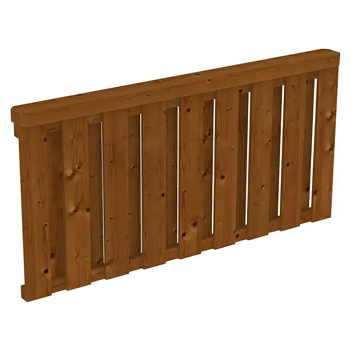 Skan Holz Brüstungsgeländer - Passend für: Skan Holz Terrassenüberdachungen aus Douglasie, Pfostenabstand 170 cm, Nussbaum - Diagonale Ansicht