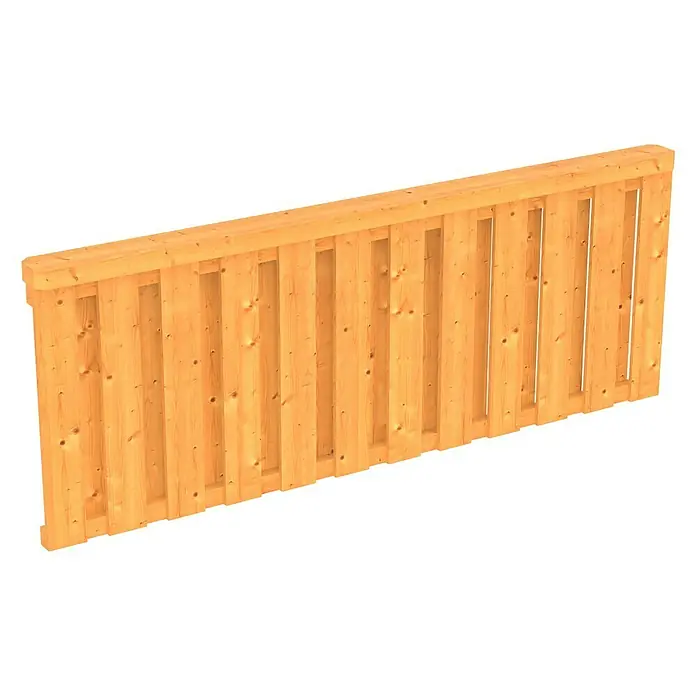 Skan Holz Brüstungsgeländer - Passend für: Skan Holz Terrassenüberdachungen aus Douglasie, Pfostenabstand 220 cm, Natur - Diagonale Ansicht