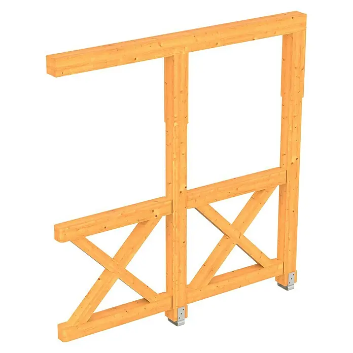 Skan Holz Seitenwand Andreaskreuz - Passend für: Skan Holz Terrassenüberdachungen aus Douglasie, Tiefe 250 cm, Natur - Diagonale Ansicht