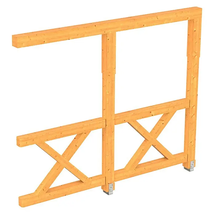 Skan Holz Seitenwand Andreaskreuz - Passend für: Skan Holz Terrassenüberdachungen aus Douglasie, Tiefe 300 cm, Natur - Diagonale Ansicht