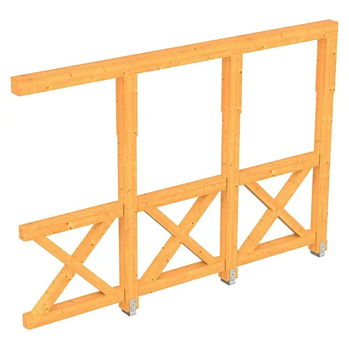Skan Holz Seitenwand Andreaskreuz - Passend für: Skan Holz Terrassenüberdachungen aus Douglasie, Tiefe 350 cm, Natur - Diagonale Ansicht