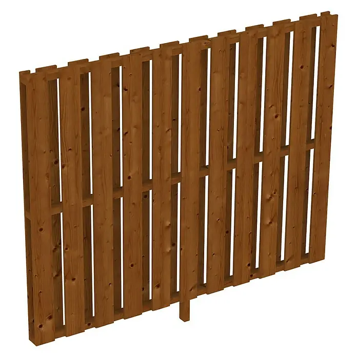 Skan Holz Seitenwand - Passend für: Skan Holz Terrassenüberdachungen aus Douglasie, Tiefe 250 cm, Nussbaum - Diagonale Ansicht