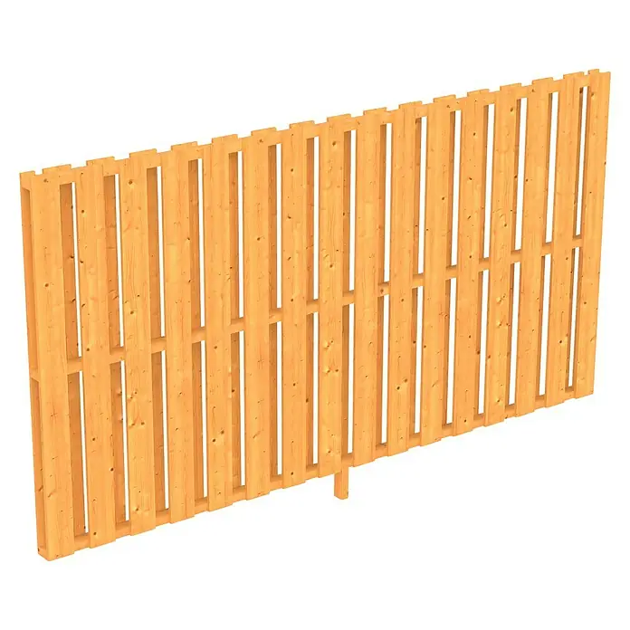 Skan Holz Seitenwand - Passend für: Skan Holz Terrassenüberdachungen aus Douglasie, Tiefe 350 cm, Natur, Holz - Diagonale Ansicht
