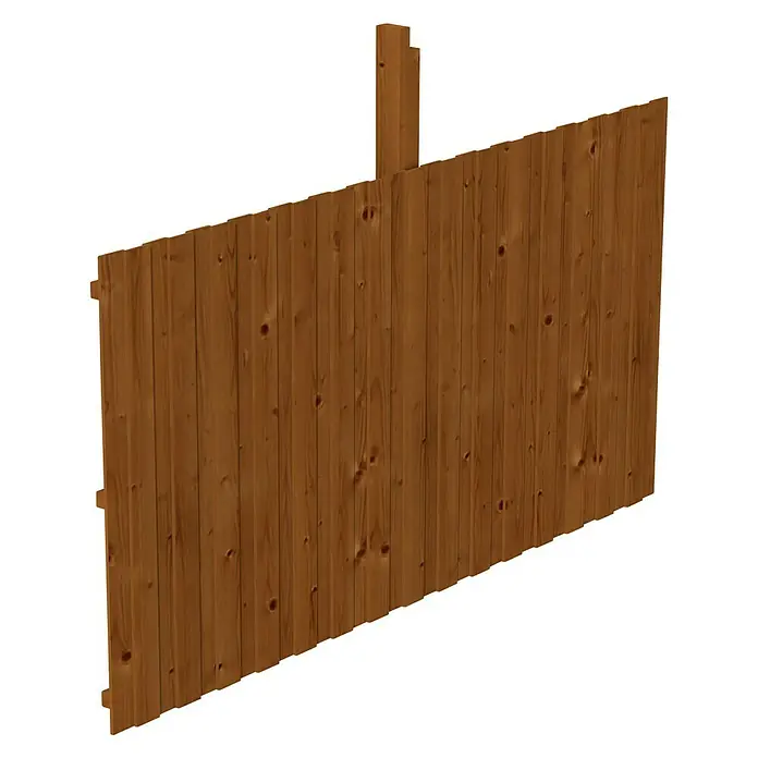 Skan Holz Rückwand - B x H: 341 x 180 cm, Passend für: Skan Holz Carports, Nussbaum - Diagonale Ansicht