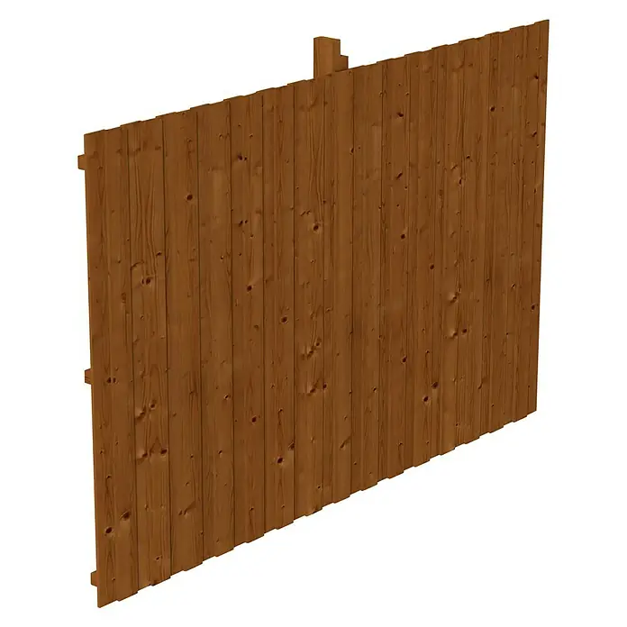 Skan Holz Rückwand - B x H: 341 x 220 cm, Passend für: Skan Holz Carports, Nussbaum - Diagonale Ansicht