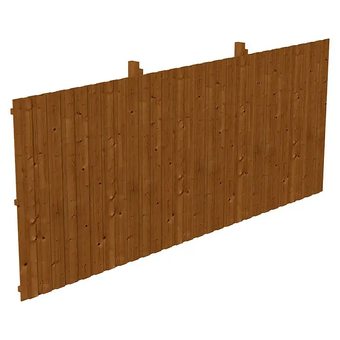 Skan Holz Rückwand - B x H: 550 x 220 cm, Passend für: Skan Holz Carports, Nussbaum - Diagonale Ansicht