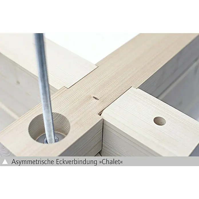 Skan Holz Gartenhaus Bern 4 - B x T: 500 x 740 cm, Holz, 27,72 m², Wandstärke: 45 mm, 19 mm Dachschalung mit Konter- & Dachlattung - Detailaufnahme