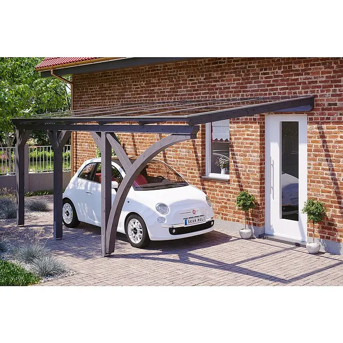 Skan Holz Carport Eifel - B x T: 300 x 541 cm, Einfahrtshöhe: 2,13 m, Schiefergrau - Anwendungsbeispiel