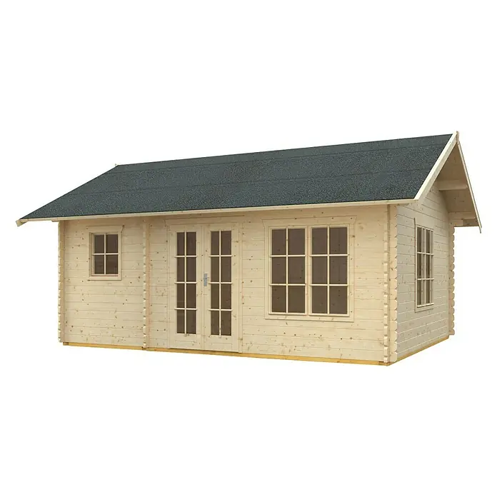 Skan Holz Gartenhaus Esbjerg 2 - B x T: 520 x 660 cm, Holz, 23,52 m², Wandstärke: 45 mm - Diagonale Ansicht