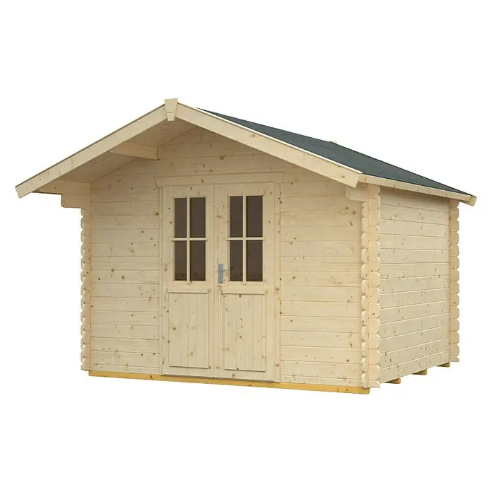 Skan Holz Gartenhaus Faro 2 - B x T: 340 x 350 cm, Holz, 7,5 m², Wandstärke: 28 mm - Diagonale Ansicht