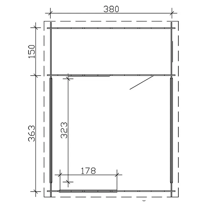 Skan Holz Gartenhaus Alicante - B x T: 420 x 553 cm, Holz, 19,5 m², Wandstärke: 28 mm - Skizze