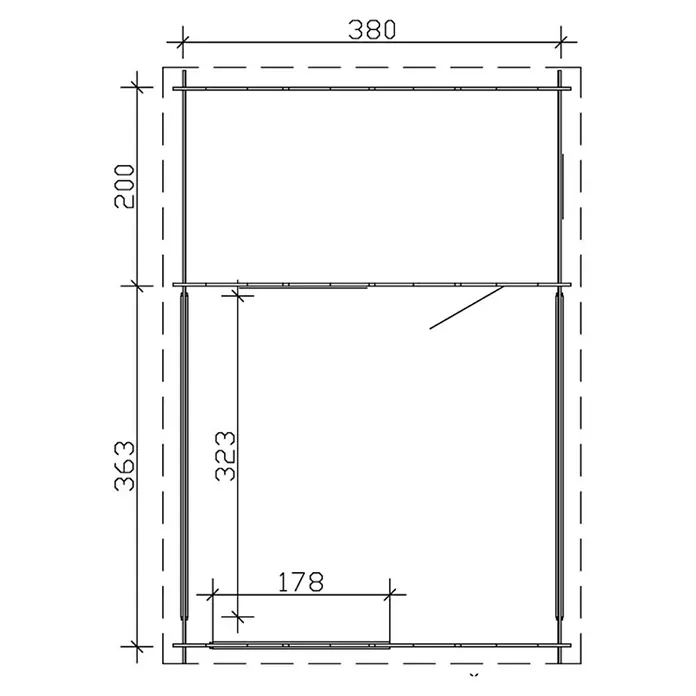 Skan Holz Gartenhaus Alicante - B x T: 420 x 603 cm, Holz, 21,4 m², Wandstärke: 28 mm - Skizze