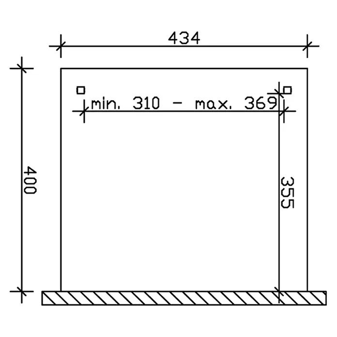 Skan Holz Terrassenüberdachung Ancona - L x T: 434 x 400 cm, Polycarbonat, Weiß - Skizze