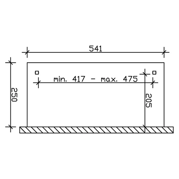 Skan Holz Terrassenüberdachung Ancona - L x T: 541 x 250 cm, Polycarbonat, Natur - Skizze