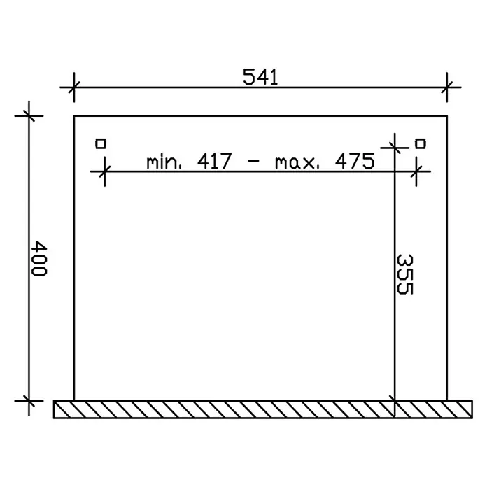 Skan Holz Terrassenüberdachung Ancona - L x T: 541 x 400 cm, Polycarbonat, Eiche Hell - Skizze