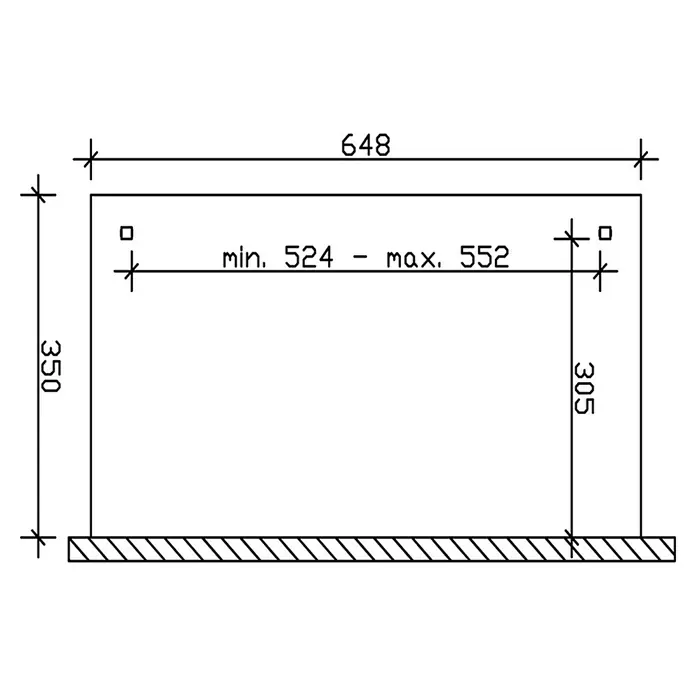 Skan Holz Terrassenüberdachung Ancona - L x T: 648 x 350 cm, Polycarbonat, Weiß - Skizze