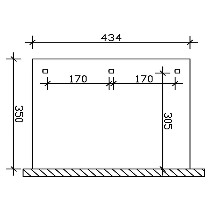 Skan Holz Terrassenüberdachung Andria - L x T: 434 x 350 cm, Polycarbonat, Weiß - Skizze