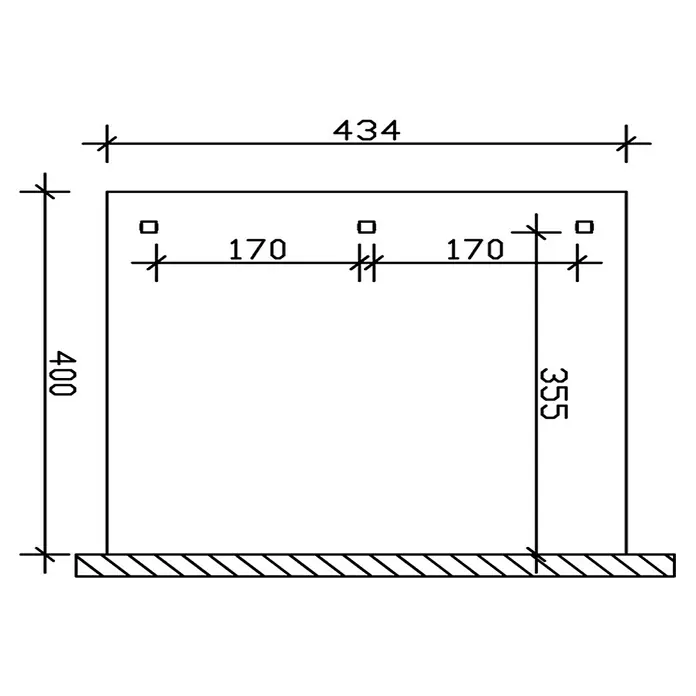 Skan Holz Terrassenüberdachung Andria - L x T: 434 x 400 cm, Polycarbonat, Schiefergrau - Skizze