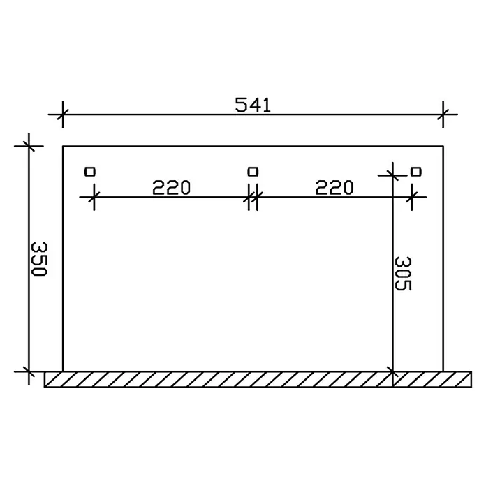 Skan Holz Terrassenüberdachung Andria - L x T: 541 x 350 cm, Polycarbonat, Natur - Skizze